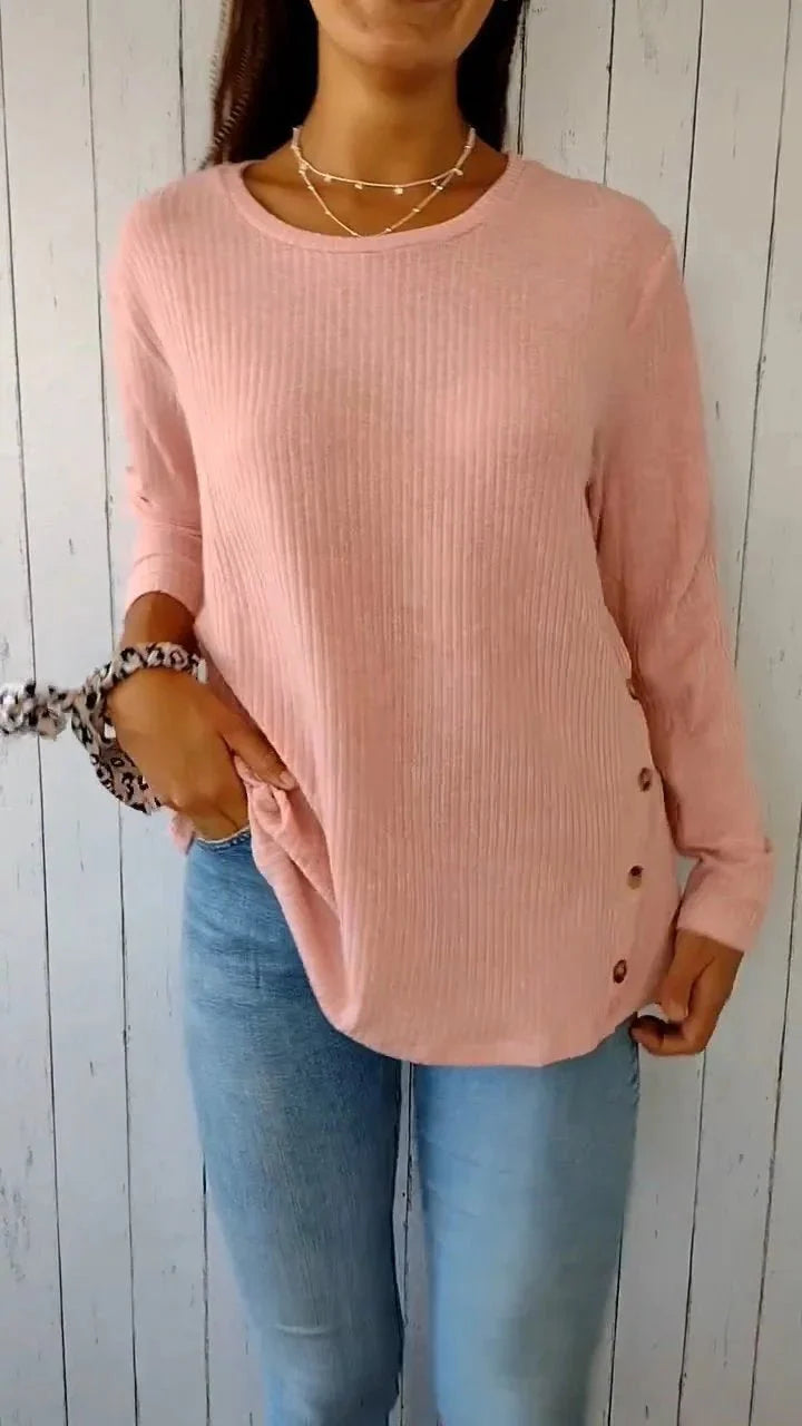 Sharna™ - Pearly Glow Button-Down Top