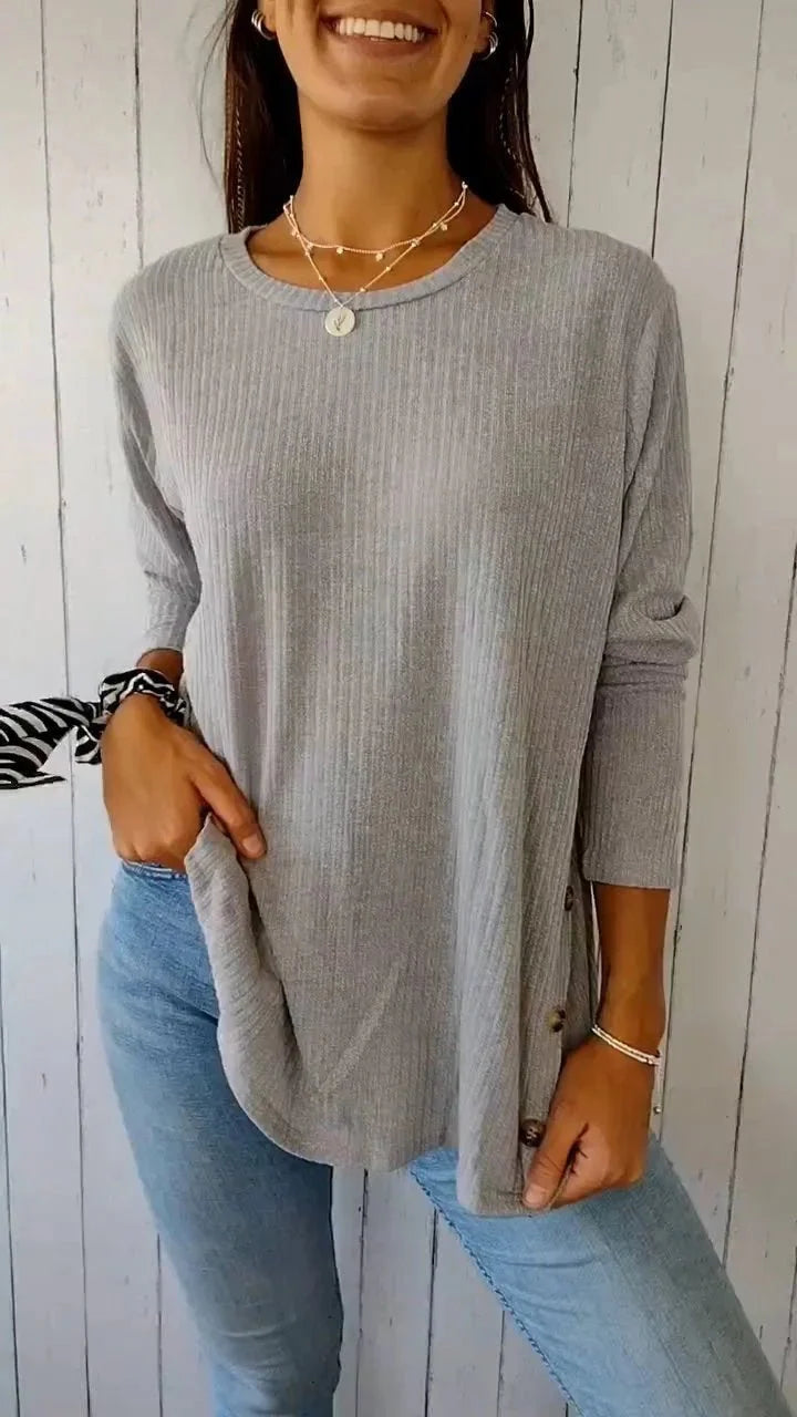 Sharna™ - Pearly Glow Button-Down Top